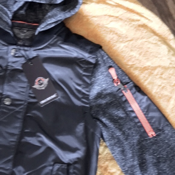 Urban Republic Bomber - Charcoal Space Dye Hooded jacket BOYS 14-16 NWT - Picture 4 of 10